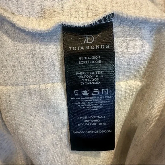 7 Diamonds Light Gray Zip-Up Hoodie
